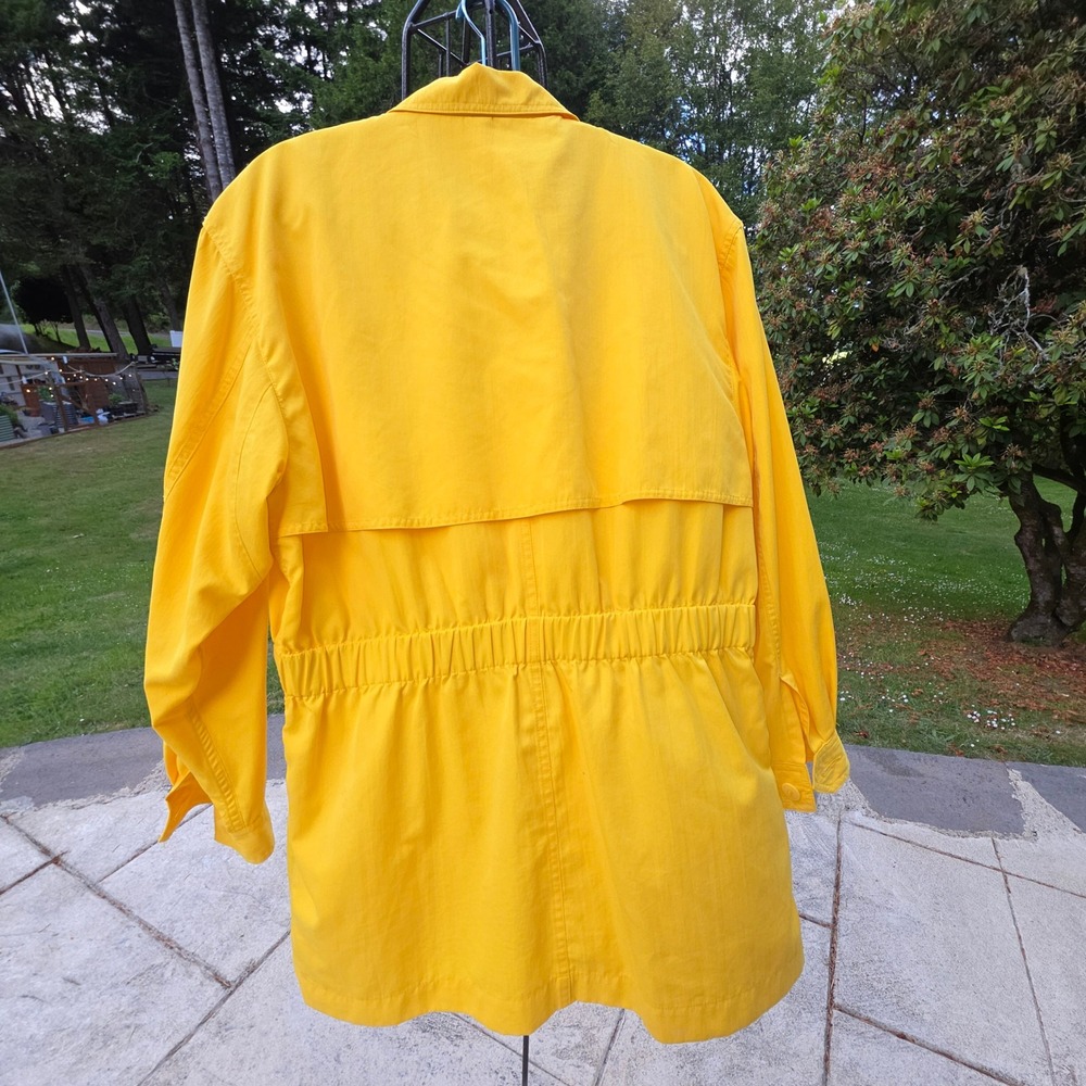 Lizsport Vintage Yellow Safari Jacket Utility Pockets Resort Wear fitted Size M